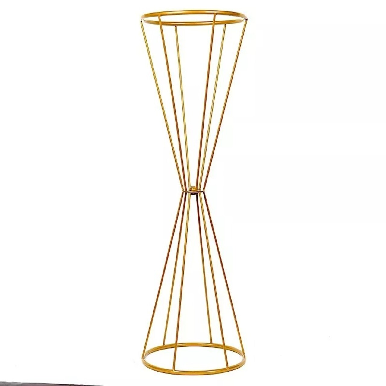 27-Inch Reversible Gold Geometric Metal Flower Stand Centerpiece Pedestal Party